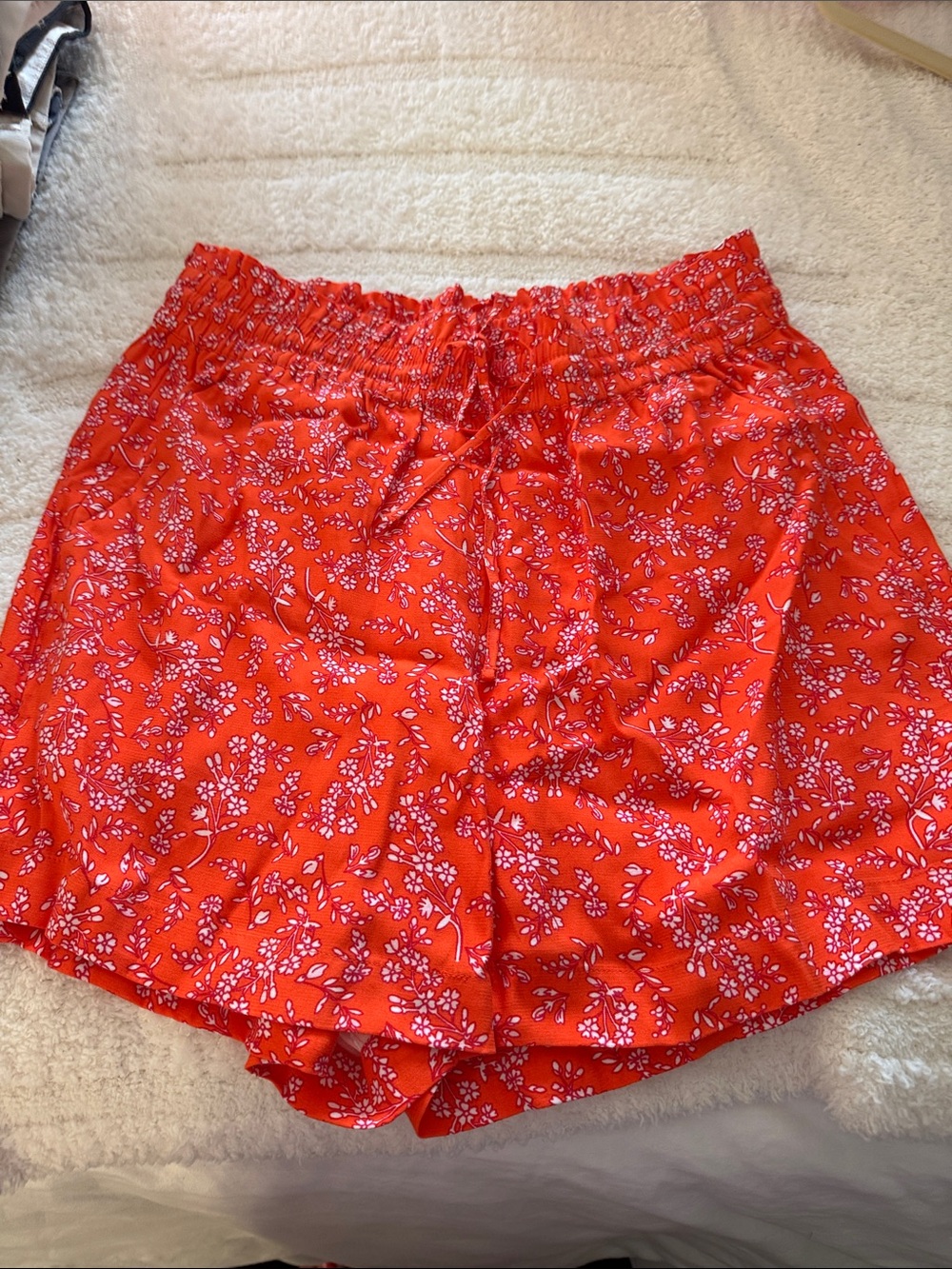Bright Floral Athletic Pull-On Shorts with Drawstring